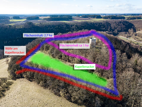 Blick aufs Plateau und Kapellenacker mitFlächeninhalt